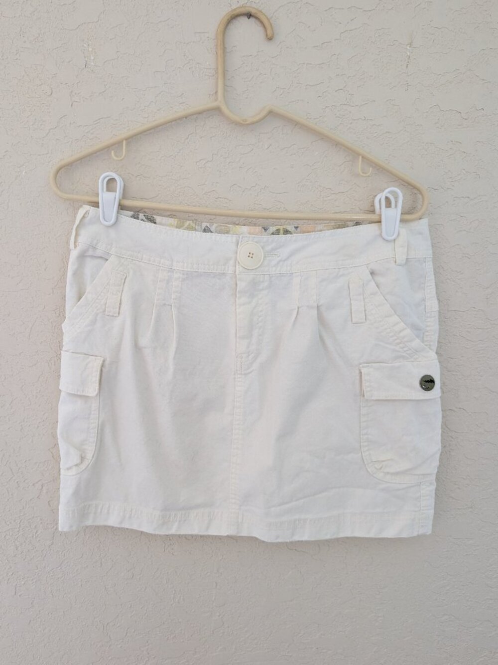 Reef White Lowrise Cargo Skirt 100% Cotton Size 7/28 Beach Surf Y2K 90s